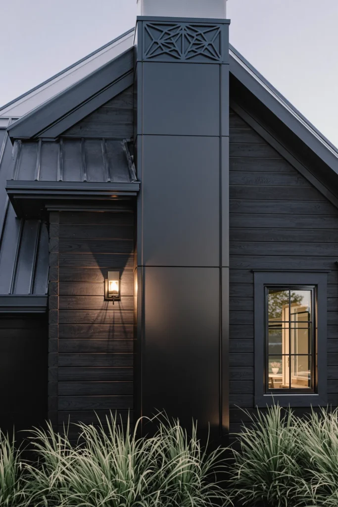 Farmhouse Exteriors Sophisticated Grey and Black Outdoor Lighting