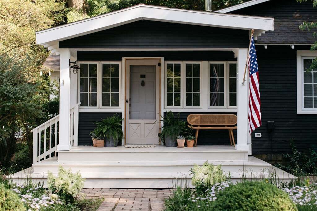 Farmhouse Exteriors Timeless Grey and Black Porch Designs