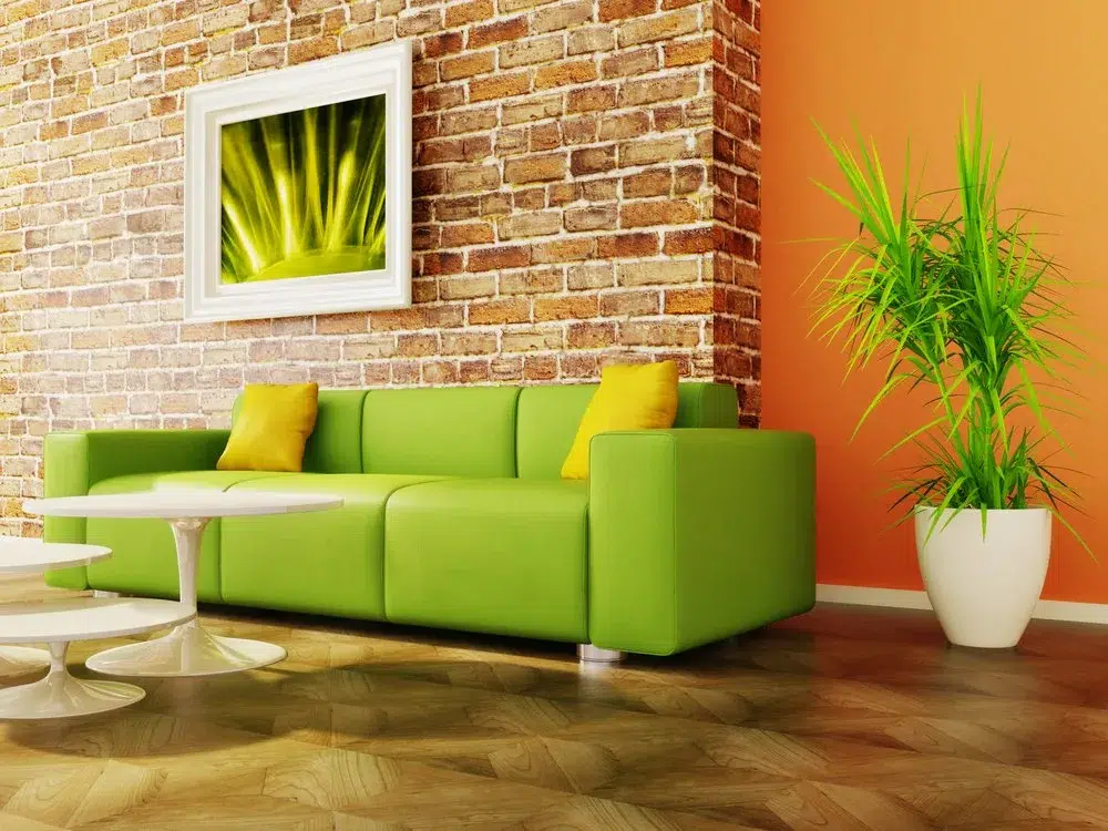 Golden Yellow for Brightness and Cheer with indoor red brick