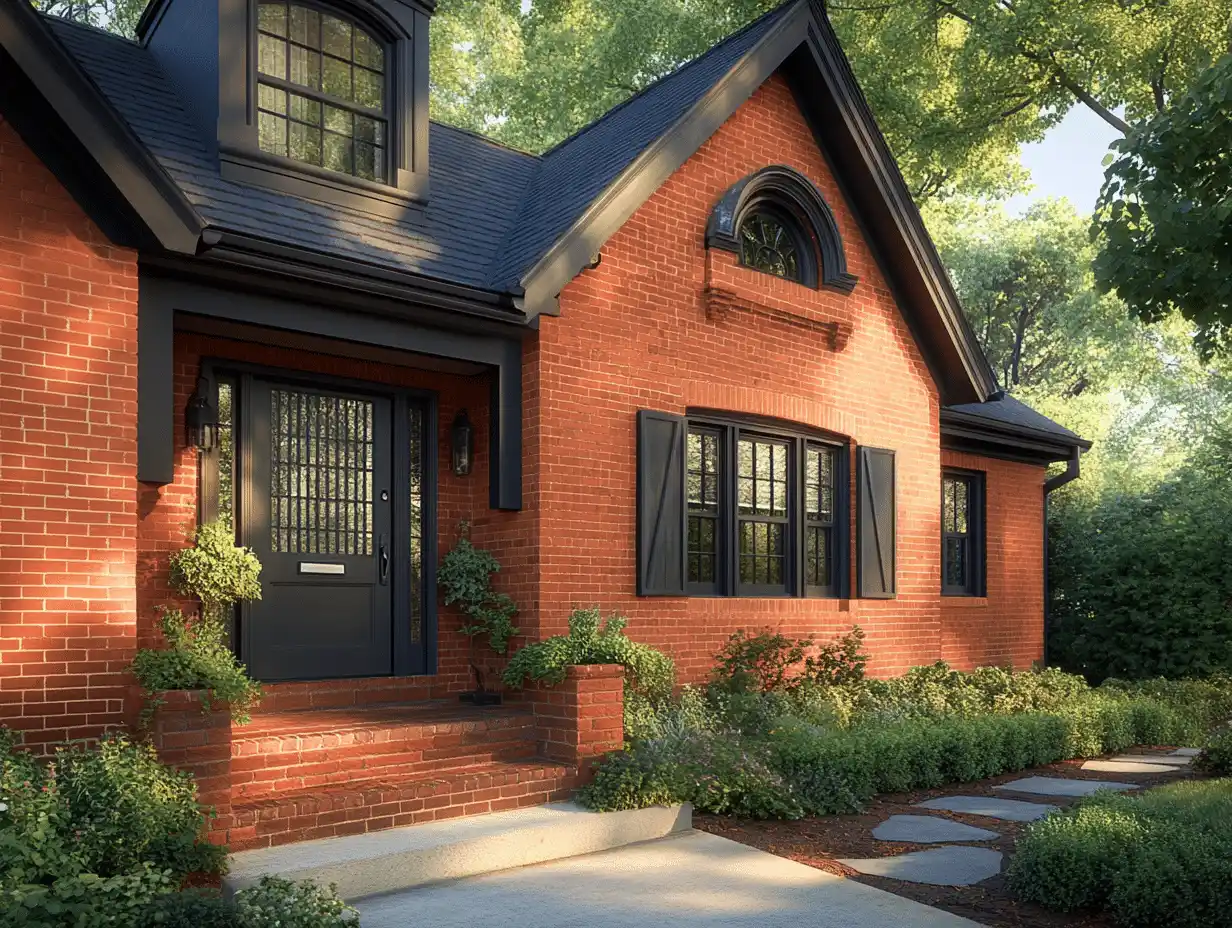 Navy Blue Highlights for a Modern Touch Orange Brick Exteriors