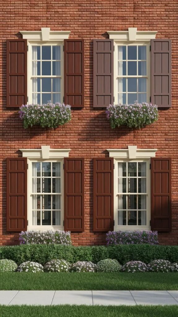 Red Brick Exterior with Bold Shutters