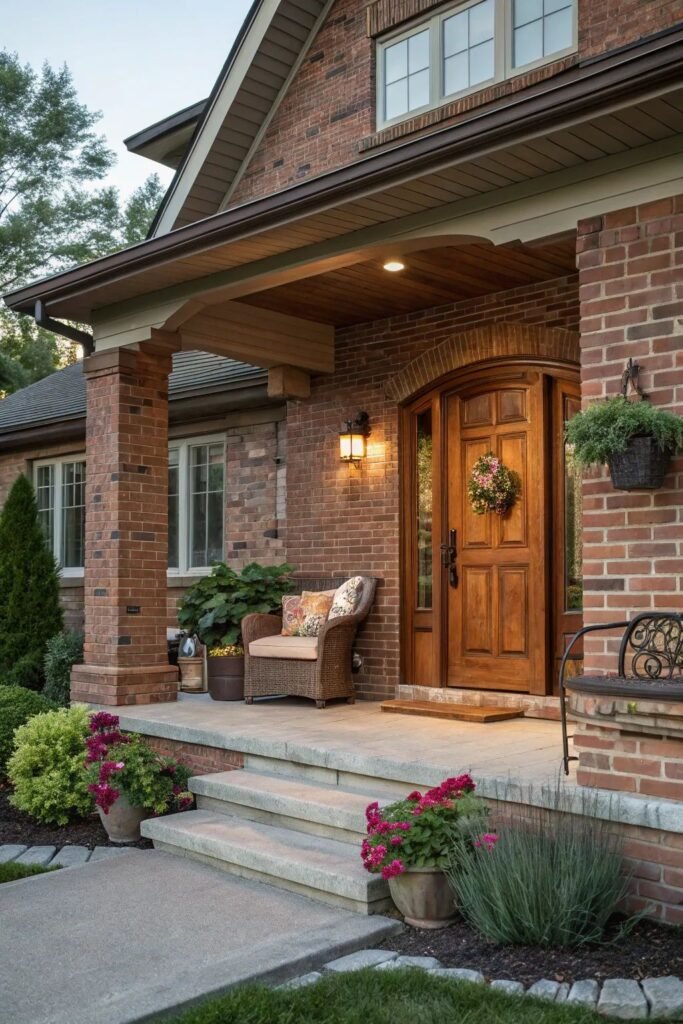Red Brick Exterior with Front Door for a Modern Look