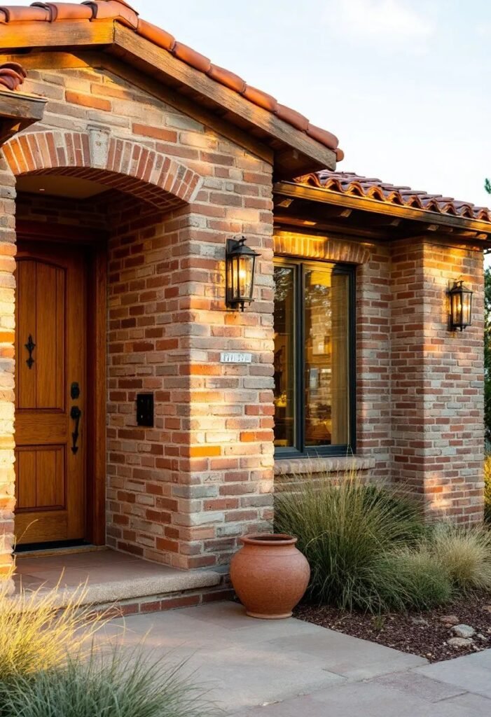 Red Brick Exterior with Natural Stone for Contrast