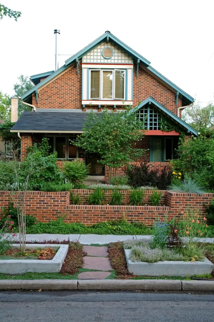 Soft Gray Accents to Enhance Warmth Orange Brick Exteriors