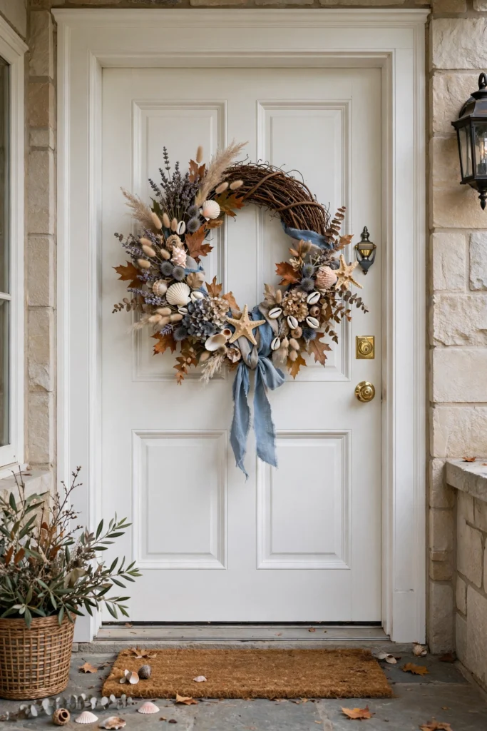 coastal autumn wreath door