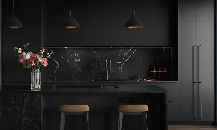 contemporary black kitchen