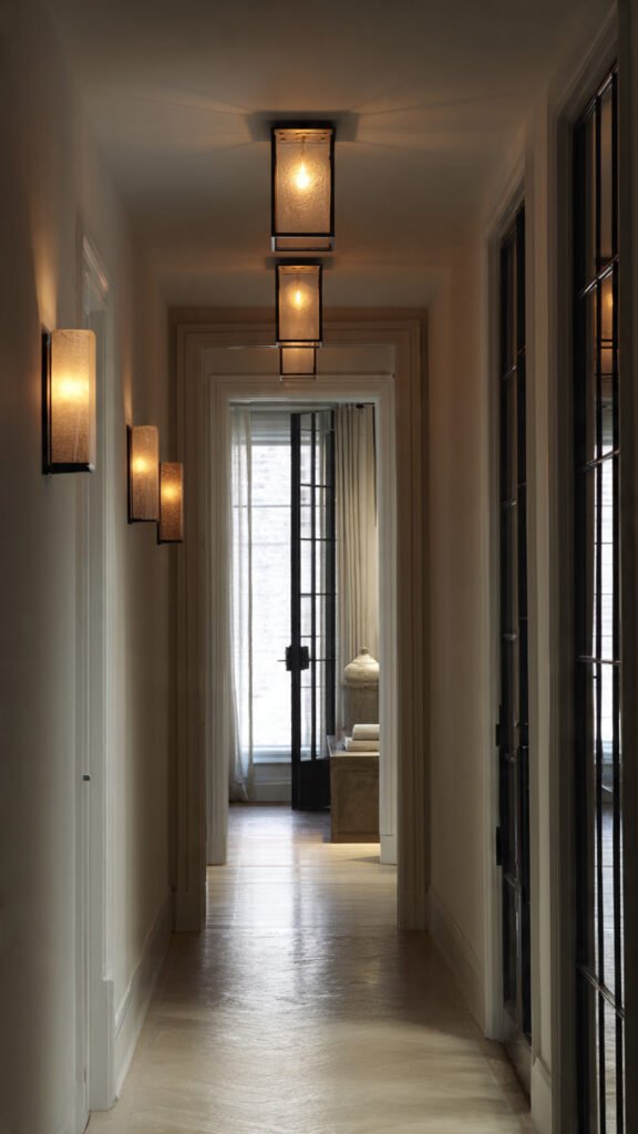 lighting layers that make narrow entryways feel
