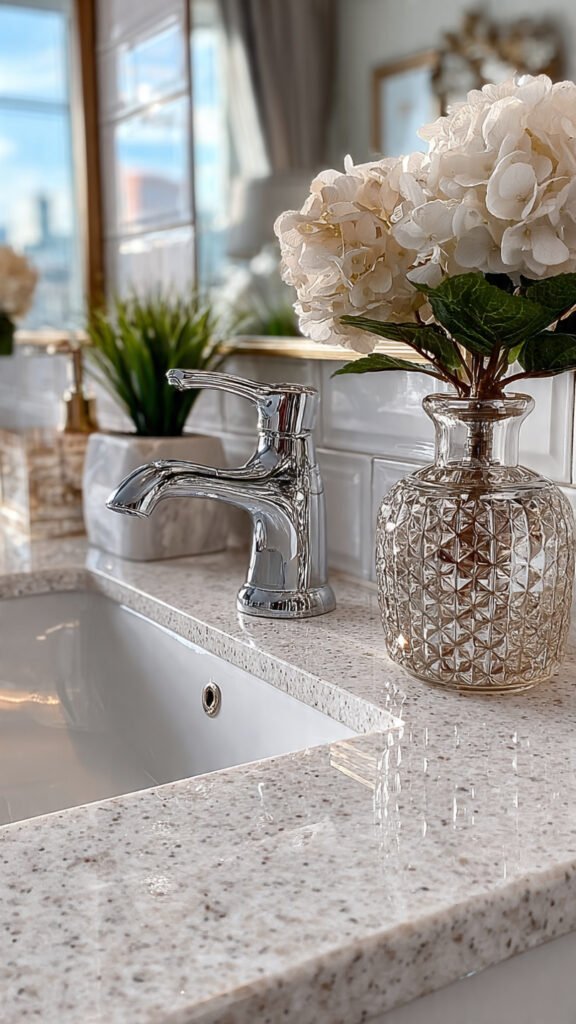 sparkling clean guest bathroom with gleaming fixtures
