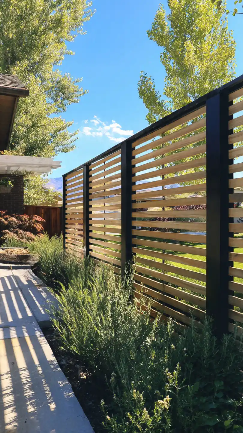 Backyard Privacy Wall with Louvered Privacy Screen