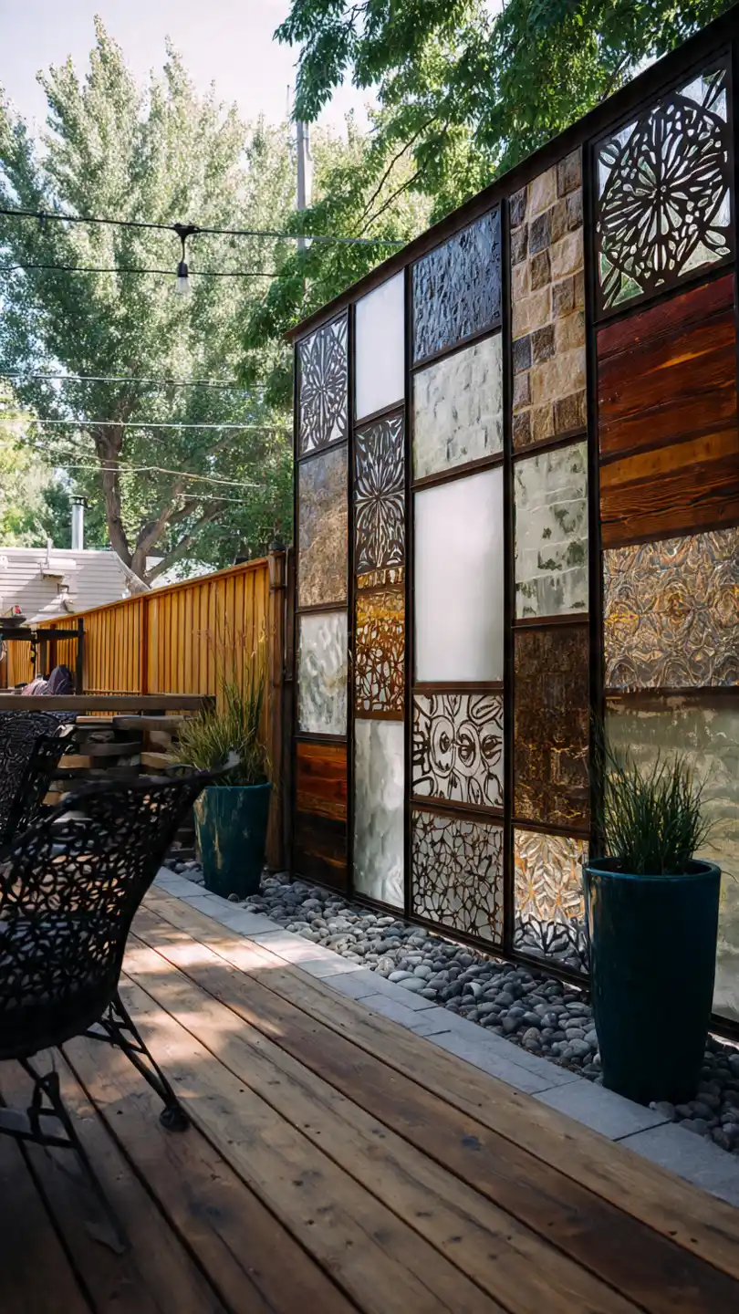 Backyard Privacy Wall with Mixed Panel Art Wall