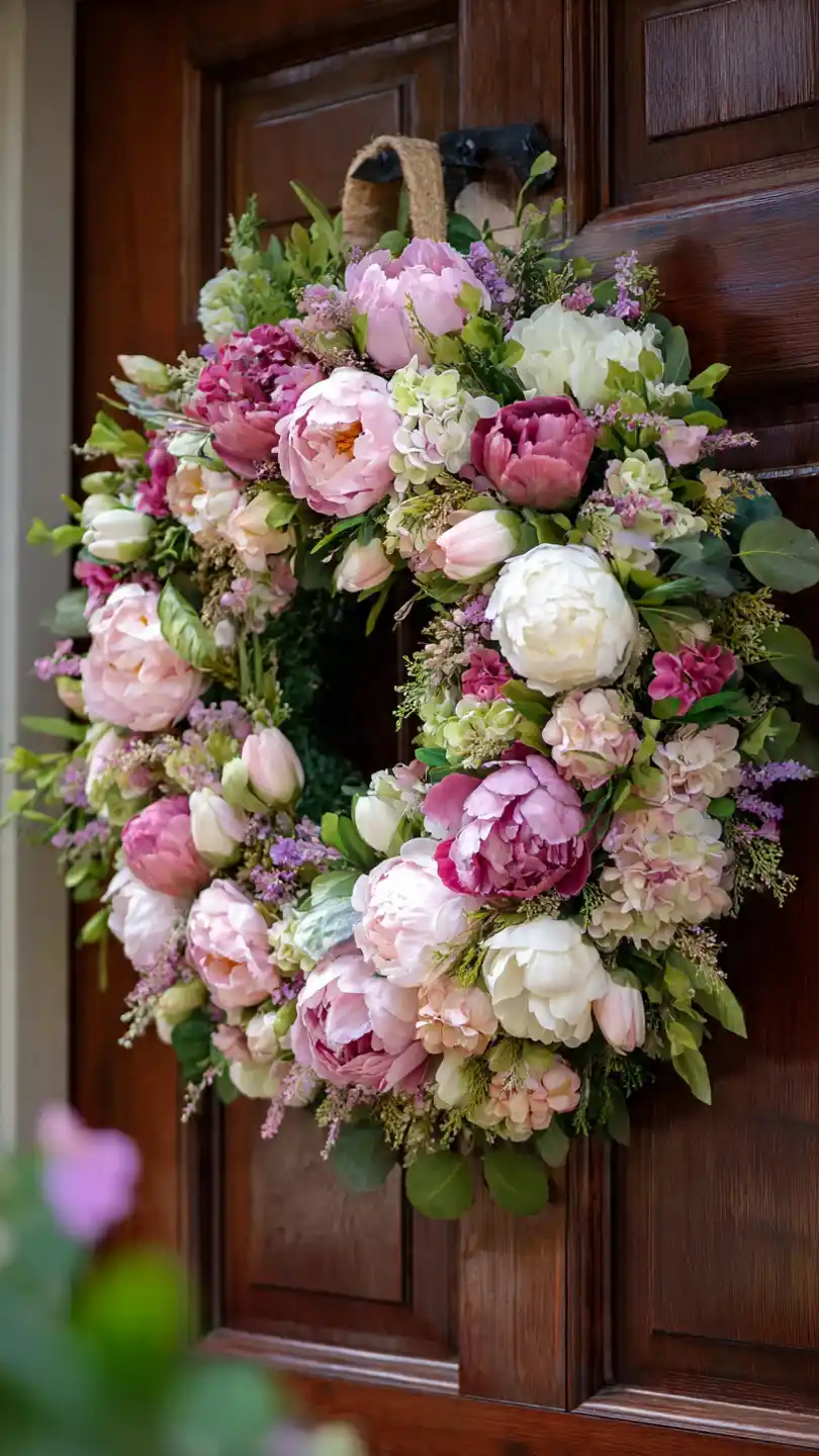 Spring Wreath for Front Door with Choose Classic Floral Abundance Designs