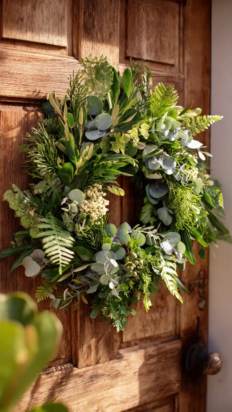 Spring Wreath for Front Door with Fresh Greenery-Forward Styles