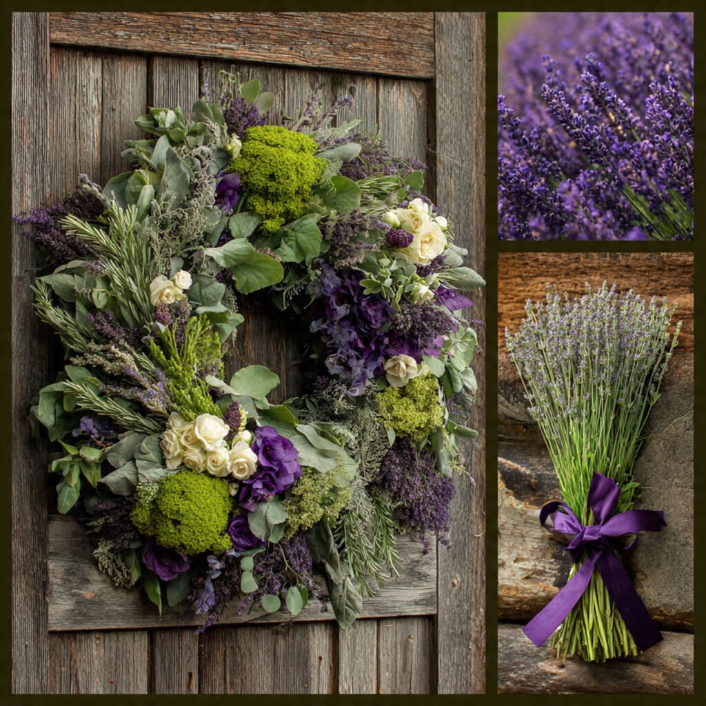 design lavender and herb garden themes wreath
