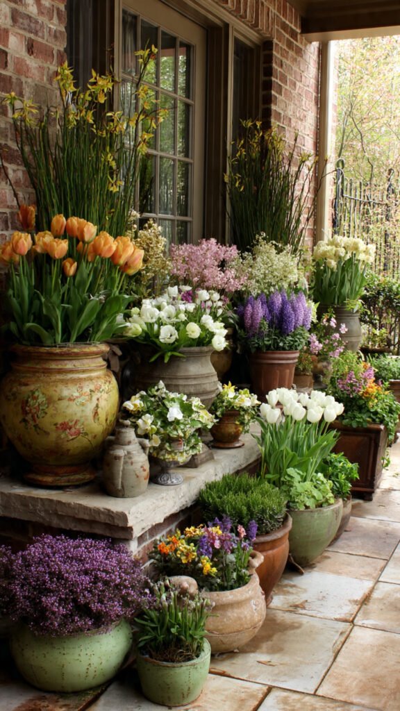 spring patio dcor ideas container garden displays