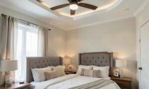 bedroom false ceiling design with fan