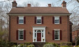 red brick farmhouse exterior