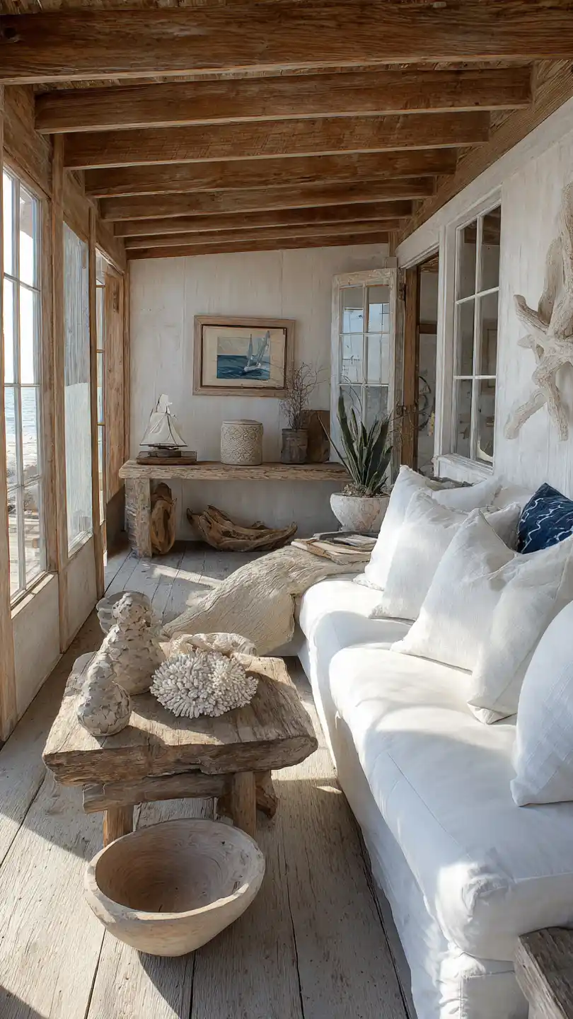 Beach Cottage Decor with Driftwood or Weathered Wood Accents