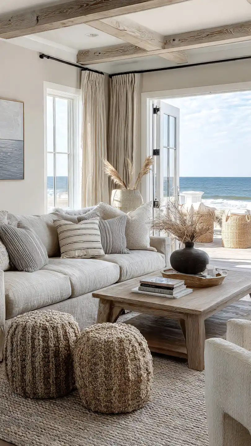 Beach Cottage Decor with Neutral Textiles with Subtle Texture