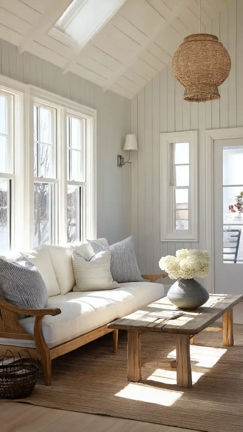 Beach Cottage Decor with Simple Wooden Furniture with Clean Lines