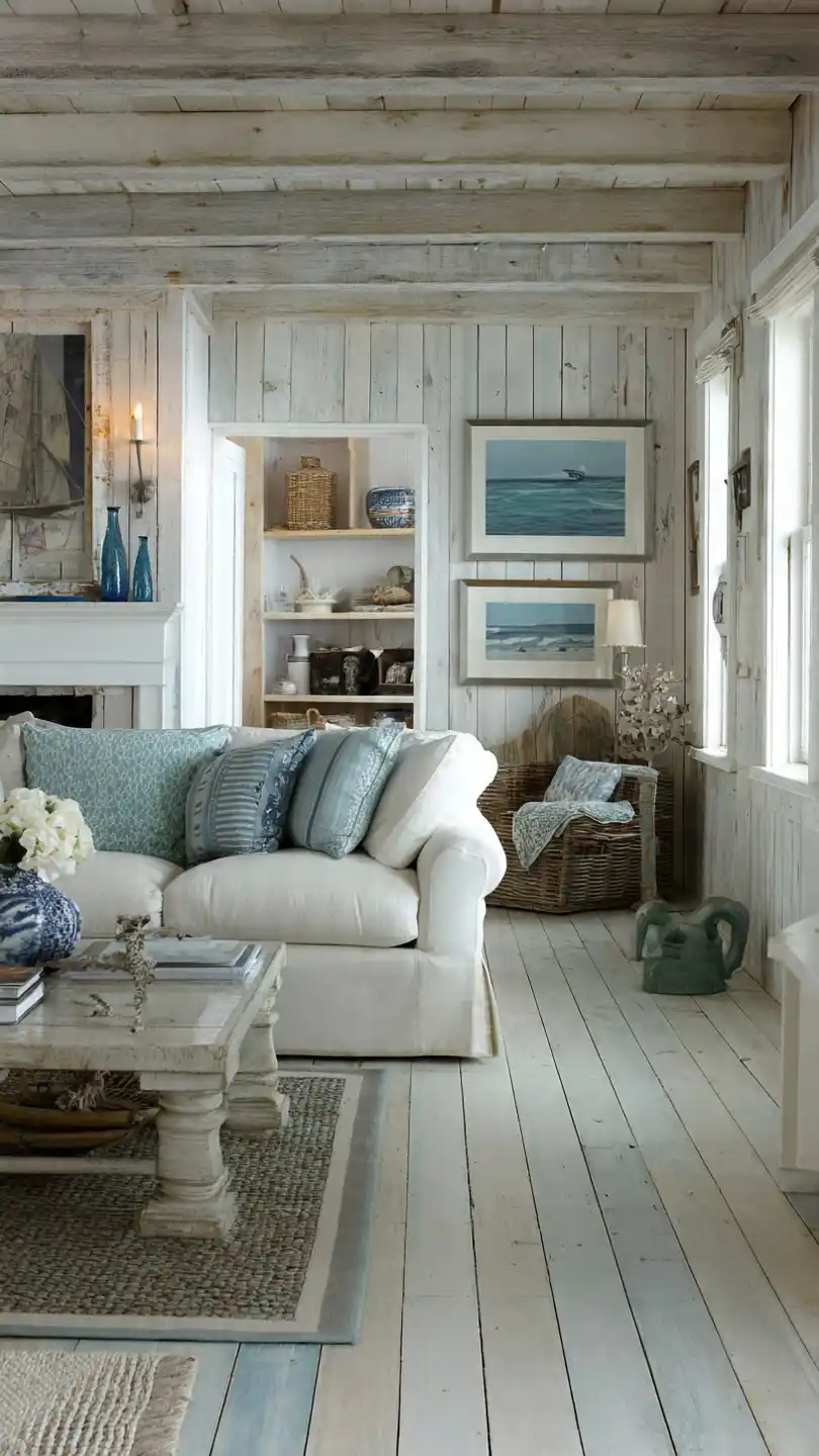 Beach Cottage Decor with Whitewashed or Painted Wood Walls