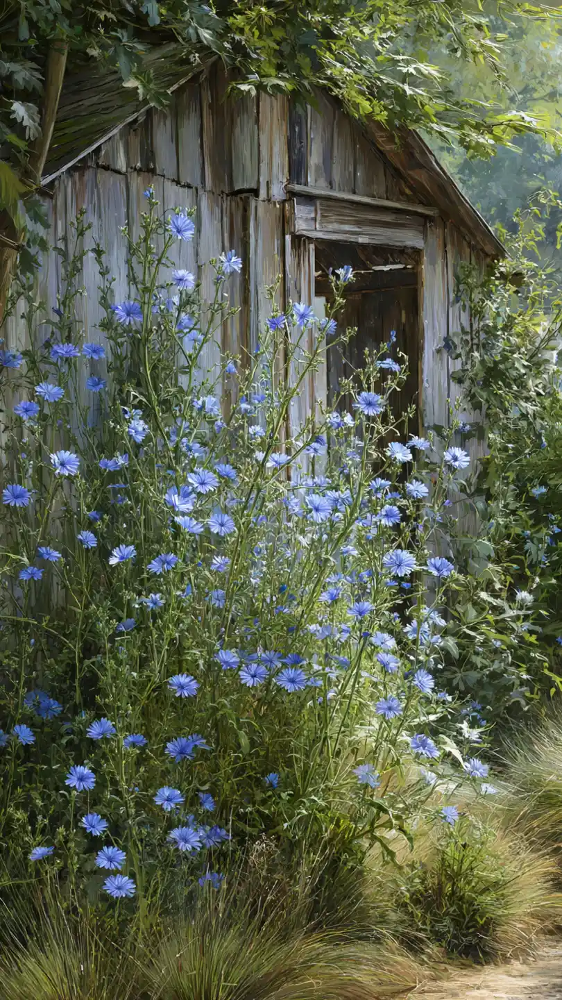 Chicory Plants Around Chicken Coop