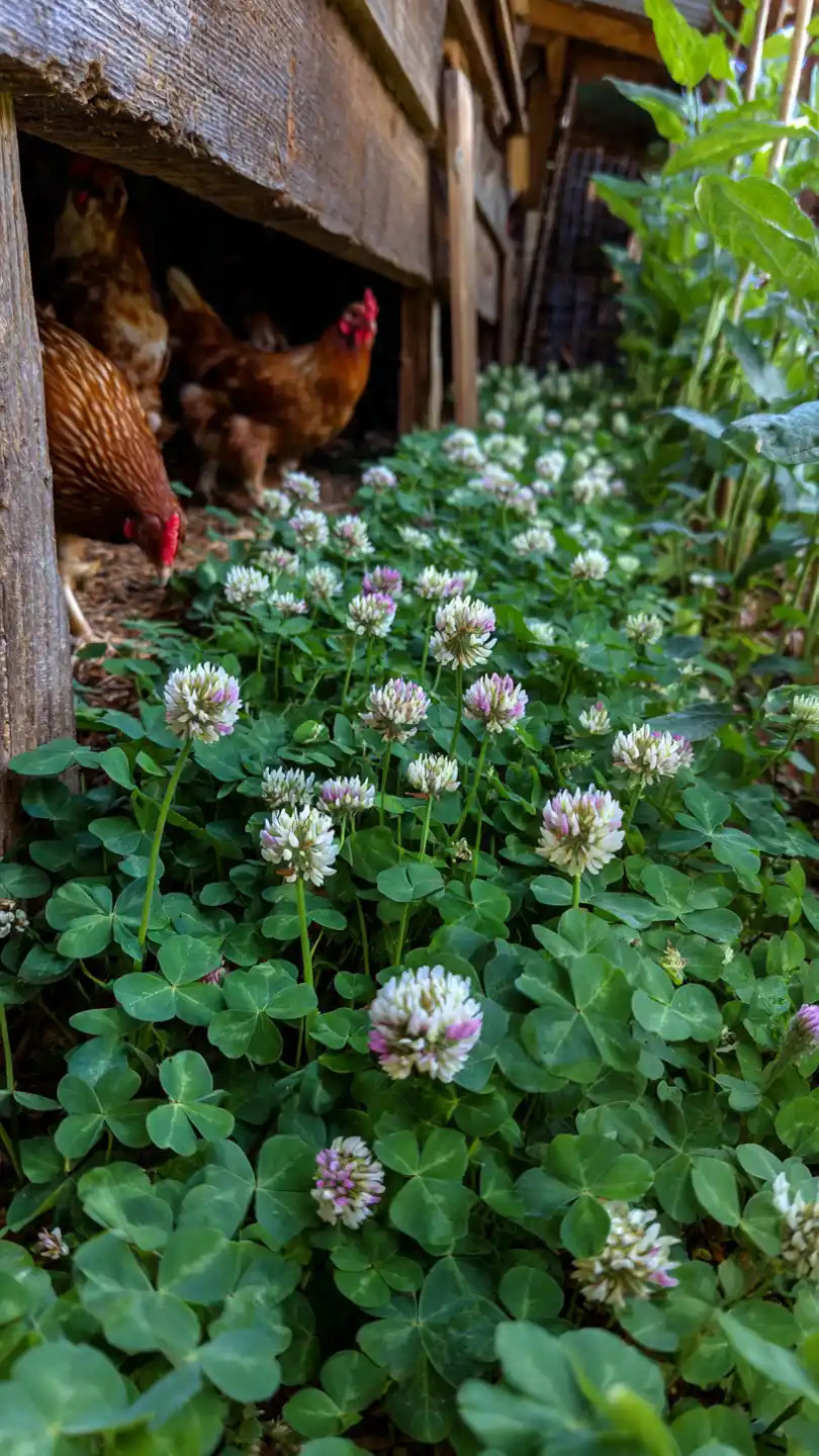 Clover Plants Around Chicken Coop