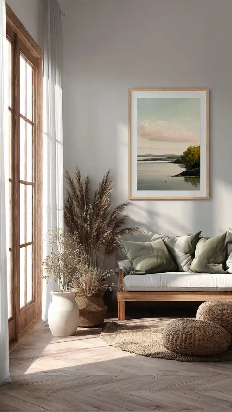 Cottage Farmhouse Decor with Minimal Wall Art One Botanical or Landscape Print