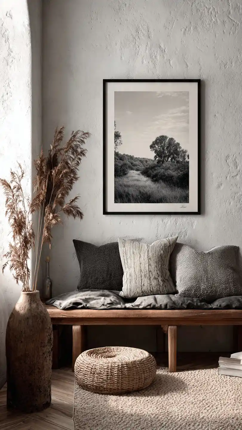 Cottage Wall Decor with Single Large Botanical or Landscape Print 1