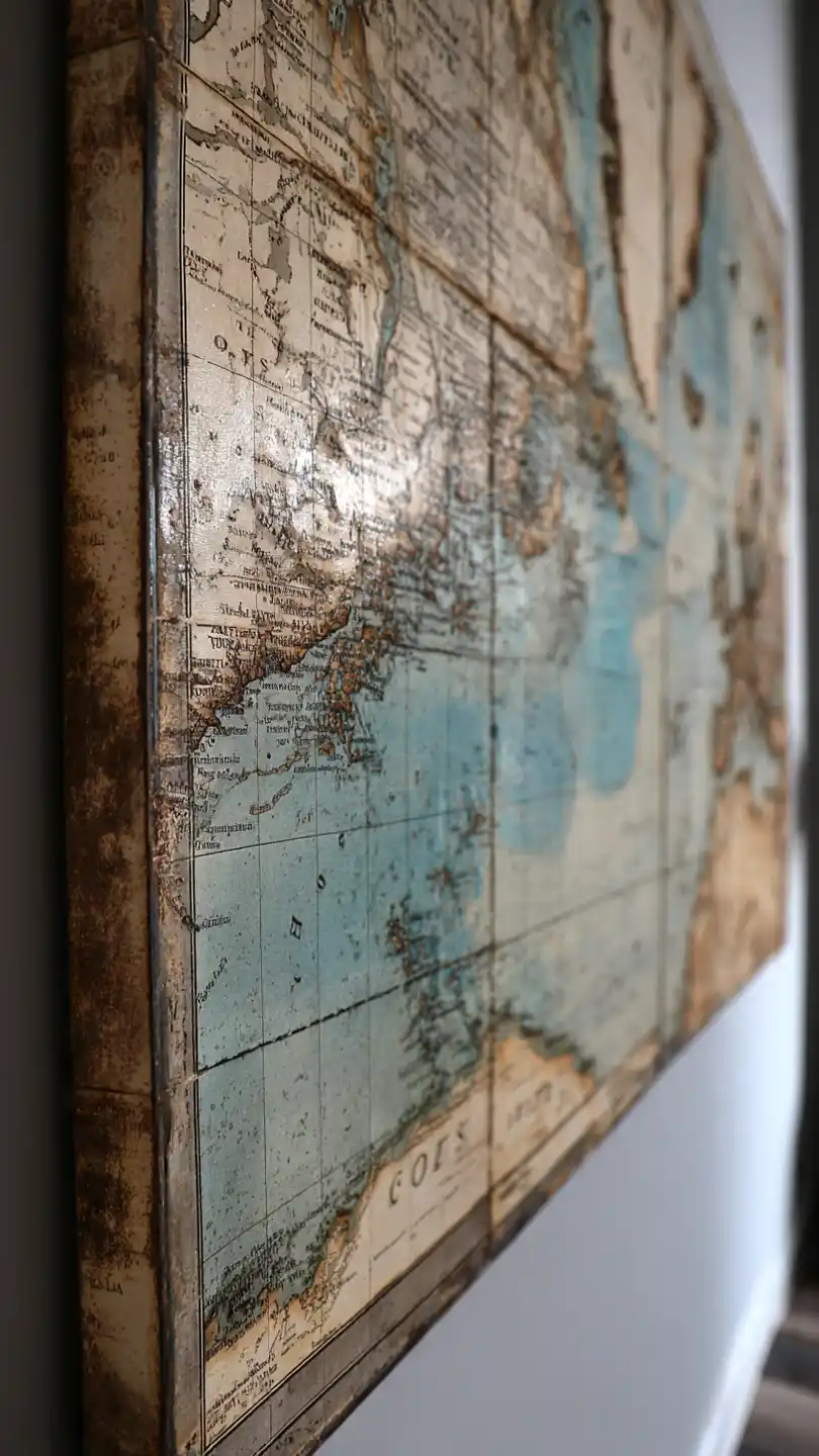 Cottage Wall Decor with Vintage Map or Atlas Page