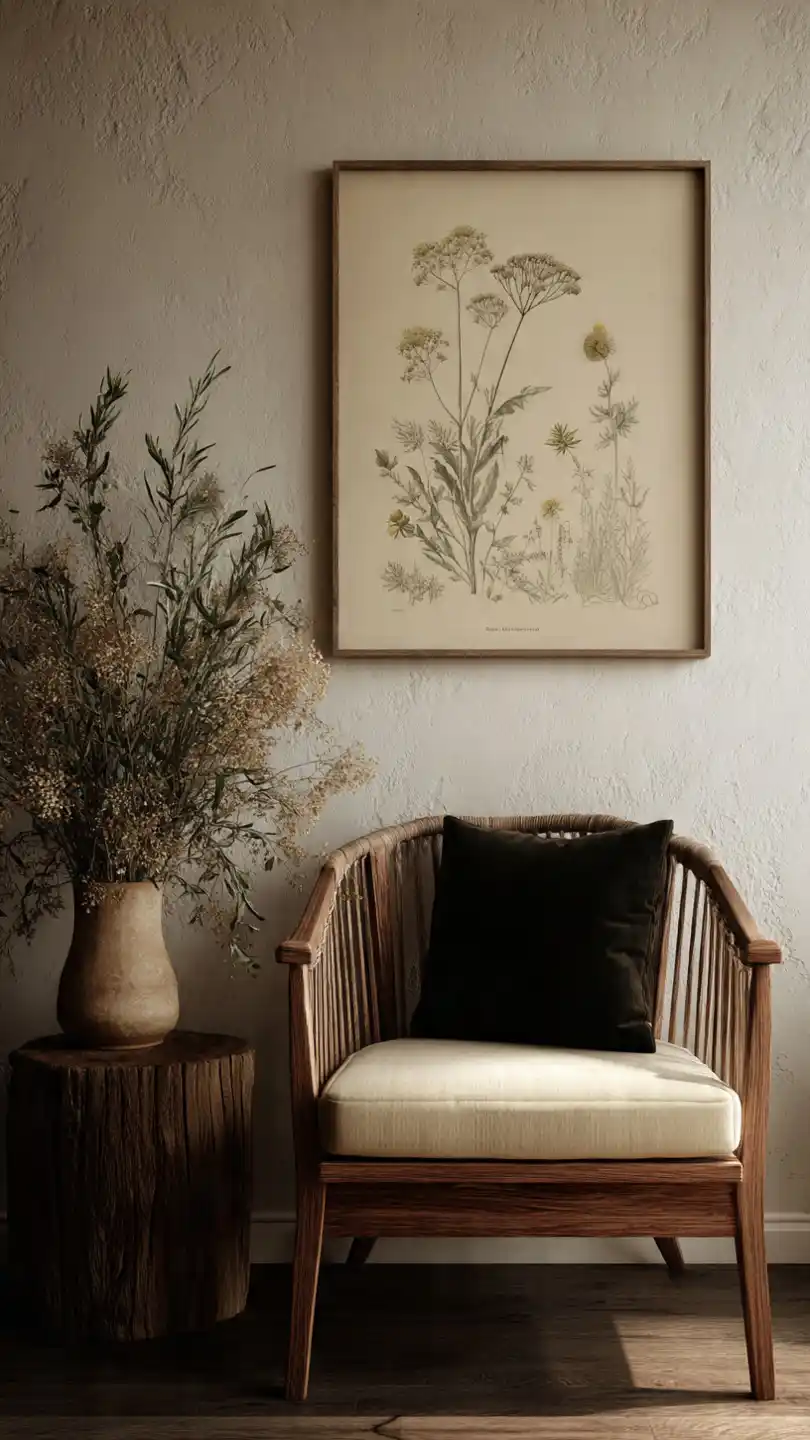 French Cottage Decor with Minimal Wall Art One Landscape or Botanical Print