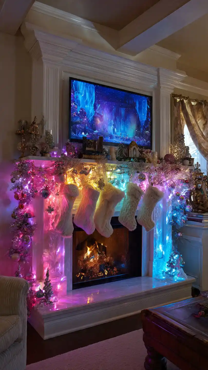 Lighted Mantle Decor with Whimsical Wonderland