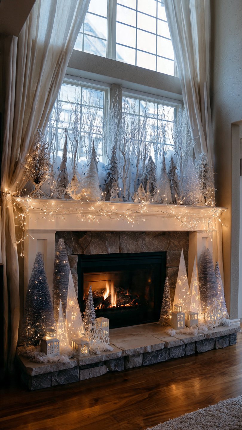 Lighted Mantle Decor with Winter Wonderland
