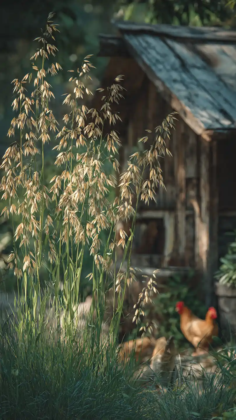 Oats Plants Around Chicken Coop