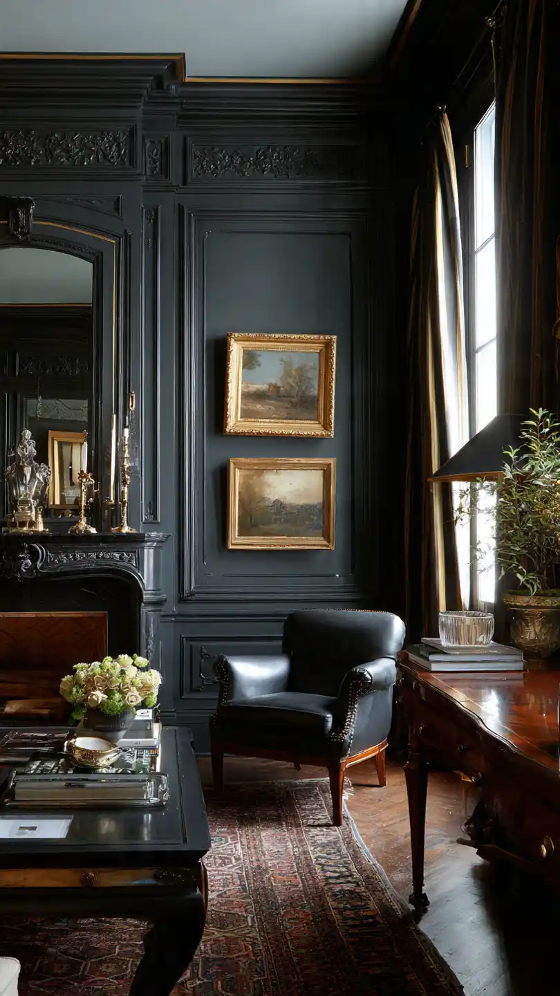 Rich Charcoal Chic Living Room Wall Paint