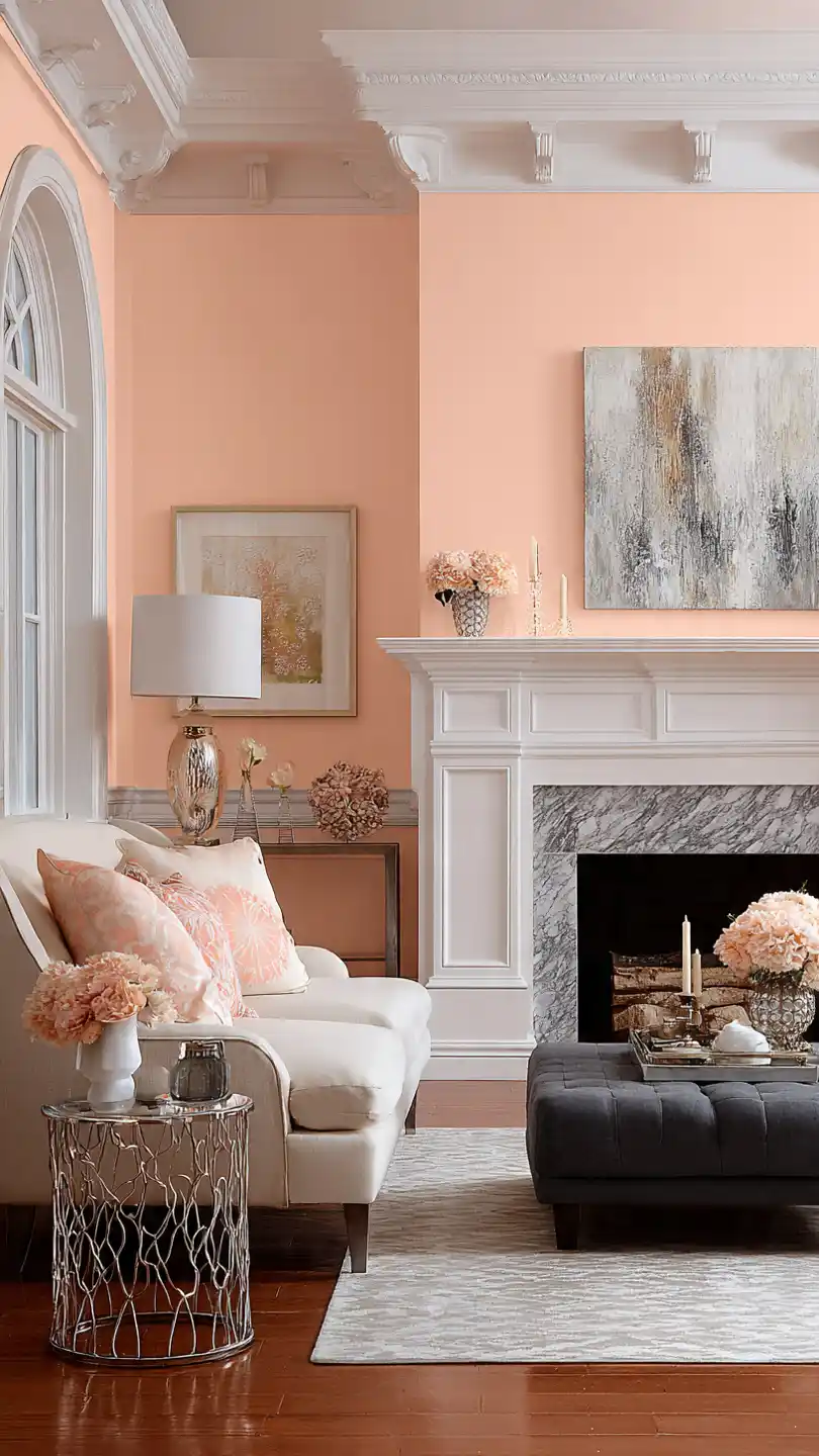 Soft Peach Perfection Living Room Wall Paint