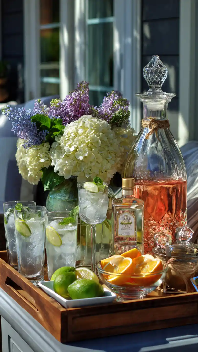 Spring Porch Decorating with Create Beverage Station Setup