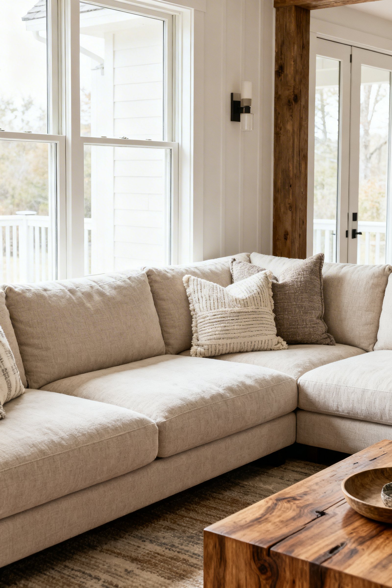 Plush Sectional Sofa in a Neutral Color
