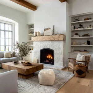 Farmhouse Living Room Fireplaces Ideas