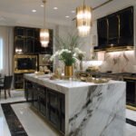 black white and gold kitchen ideas