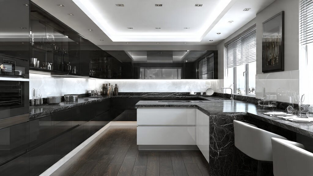 black white and grey kitchen ideas