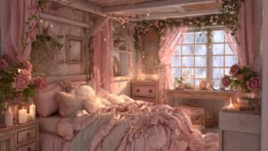 pink romantic cottage bedroom cozy rustic charm so