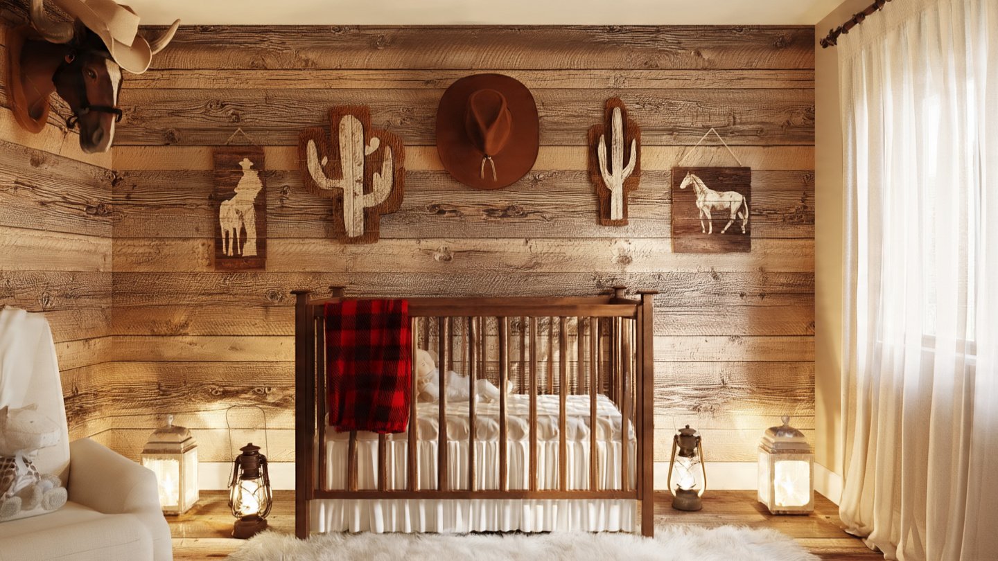 western themed baby nursery interior rustic wood w