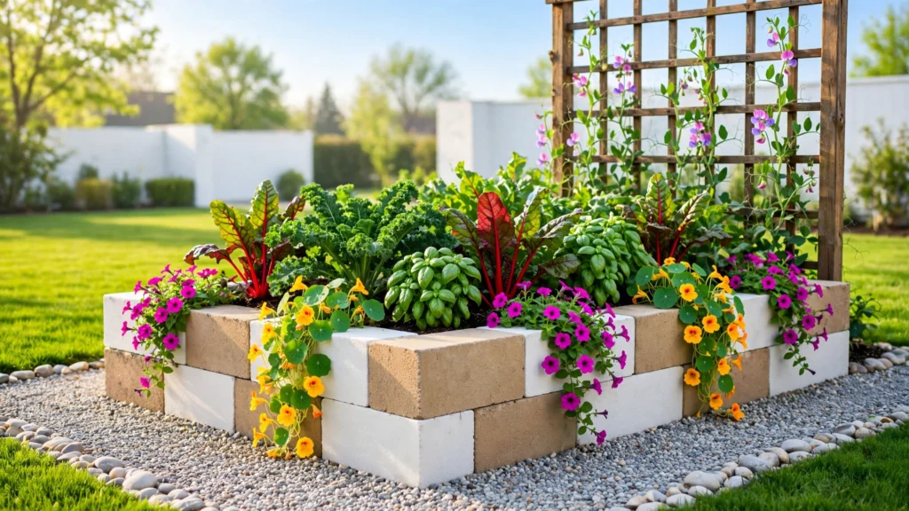 cinder block raised garden bed