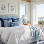 coastal bedroom blue white