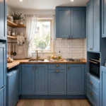 cozy blue kitchen