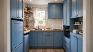 cozy blue kitchen