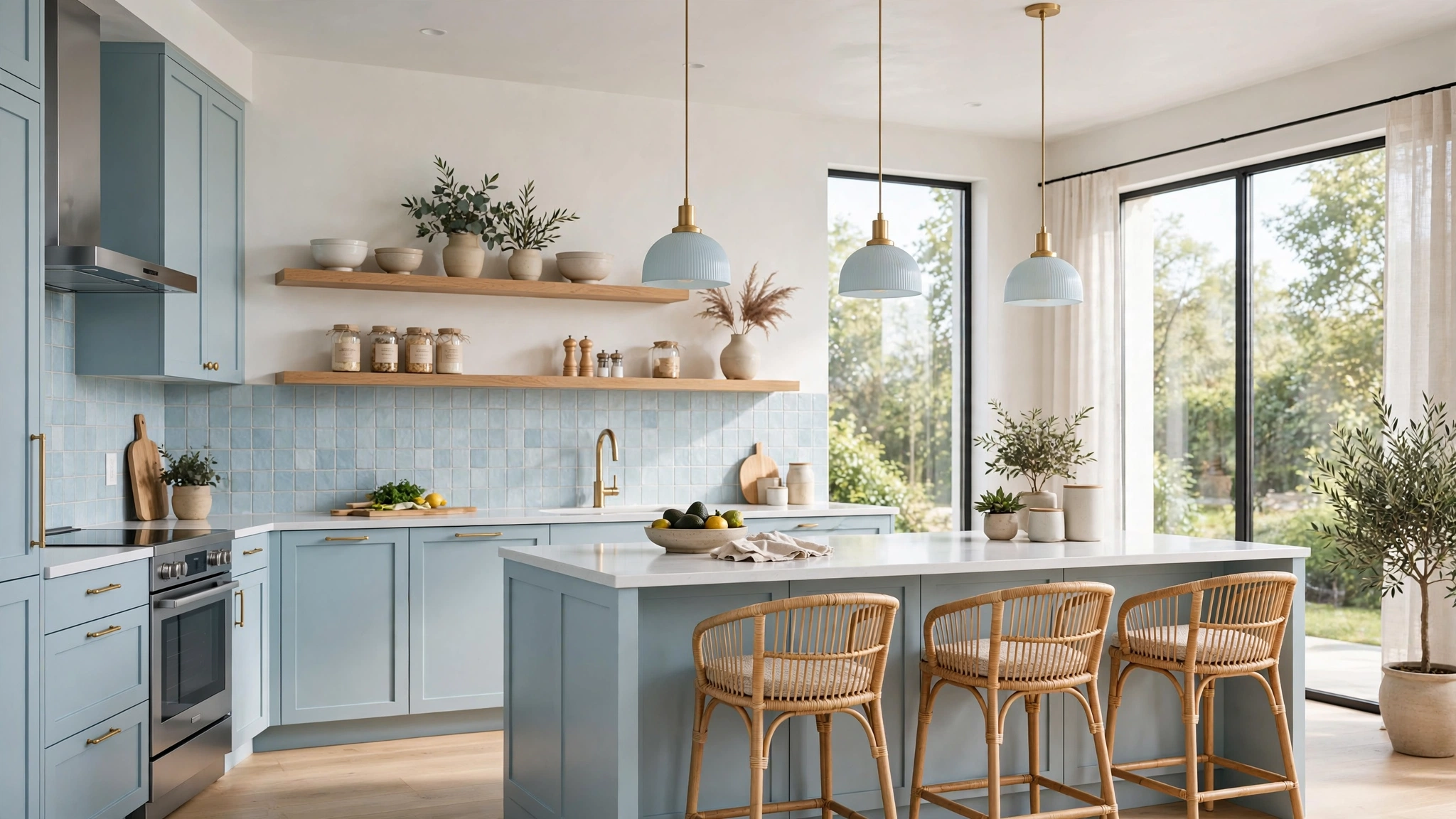 light blue kitchen