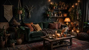 moody boho living room