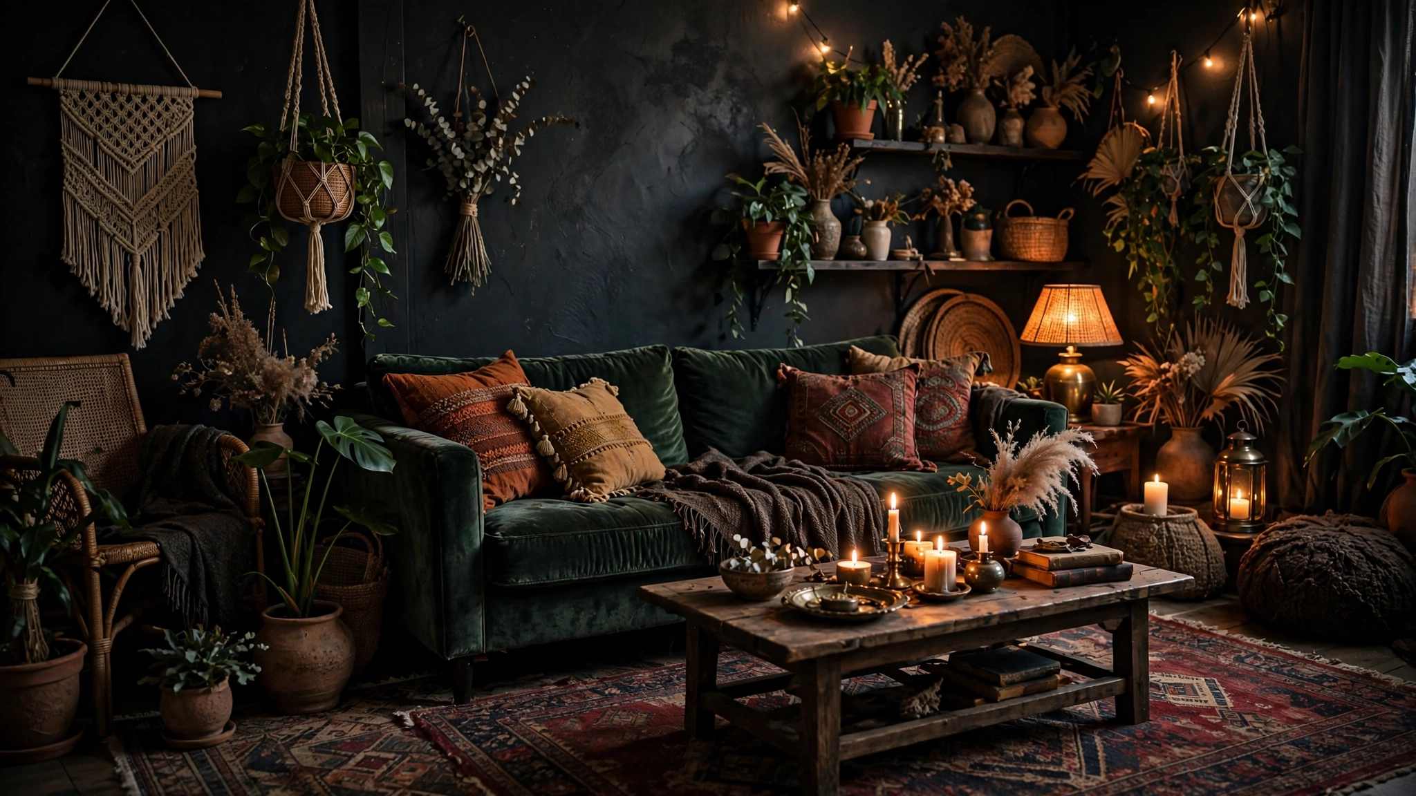 moody boho living room