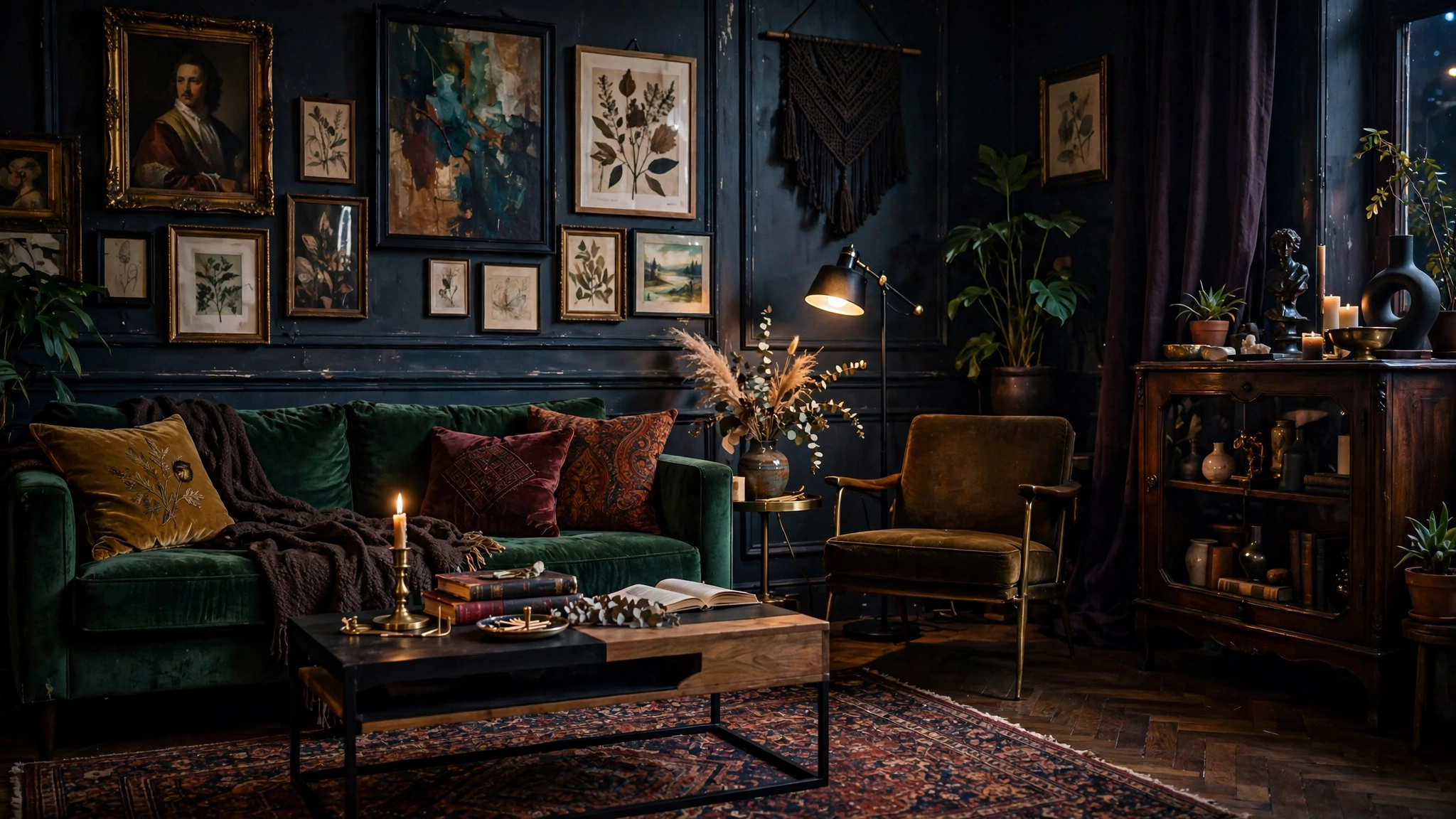 moody eclectic living room